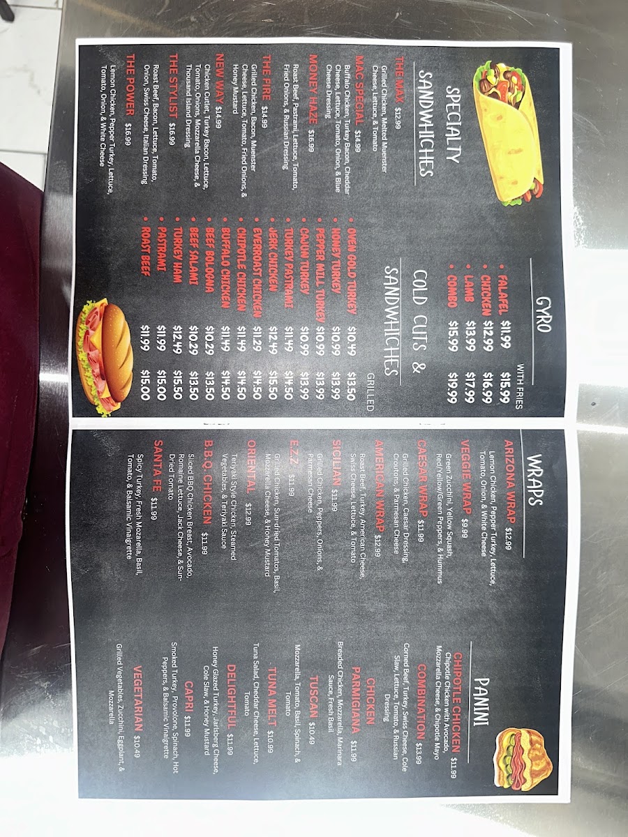 AJ Deli & مطعم باب اليمن bab al-Yemen restaurant menu board
