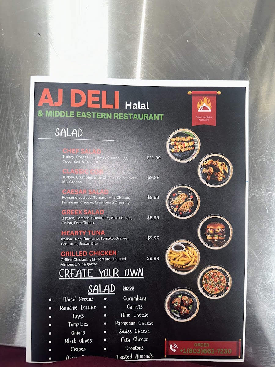 AJ Deli & مطعم باب اليمن bab al-Yemen restaurant menu board