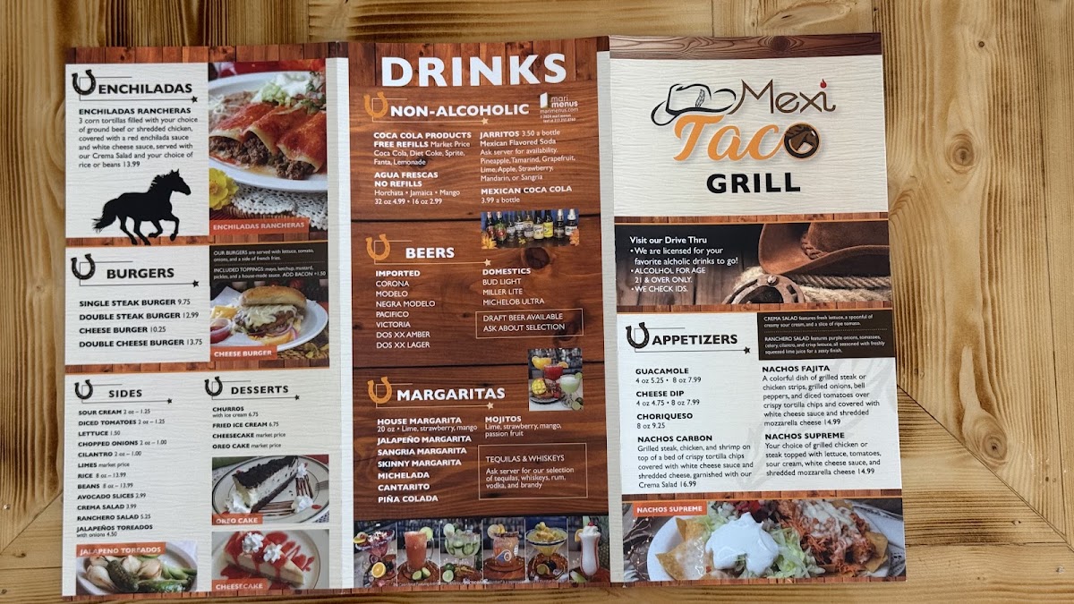 Mexi taco grill indy menu board