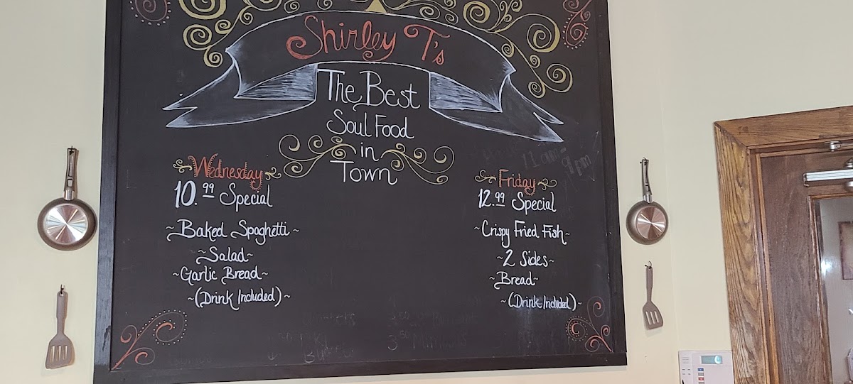 Shirley T’s menu board