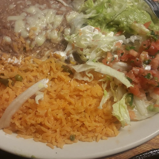Rice Beans Lettuce Guacamole Dip Sour Cream