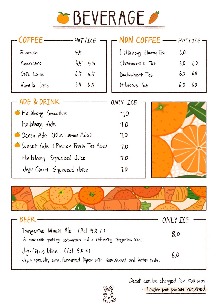 Cafe Gyuldangri menu board