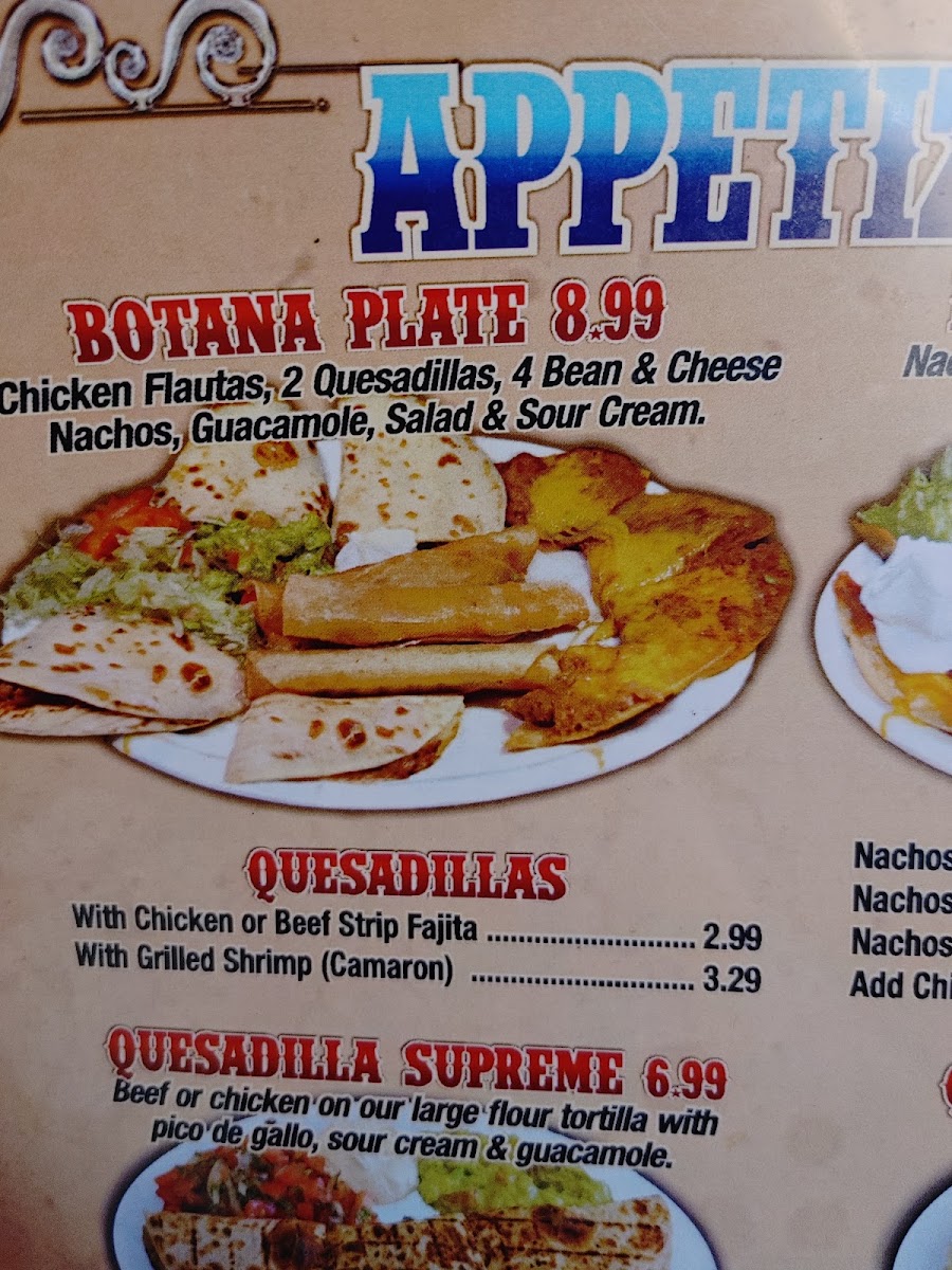 Taqueria La Escondida menu board