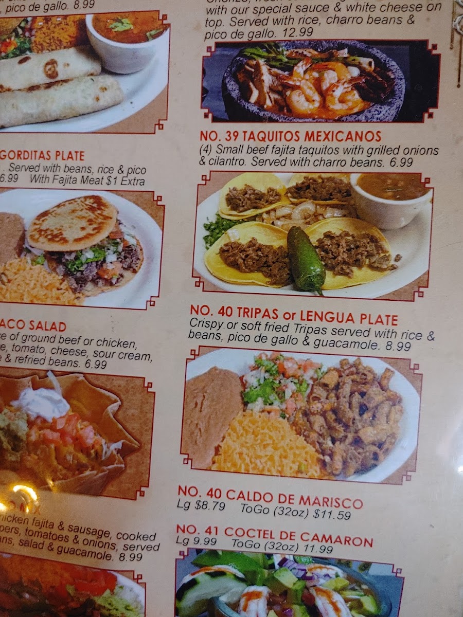 Taqueria La Escondida menu board