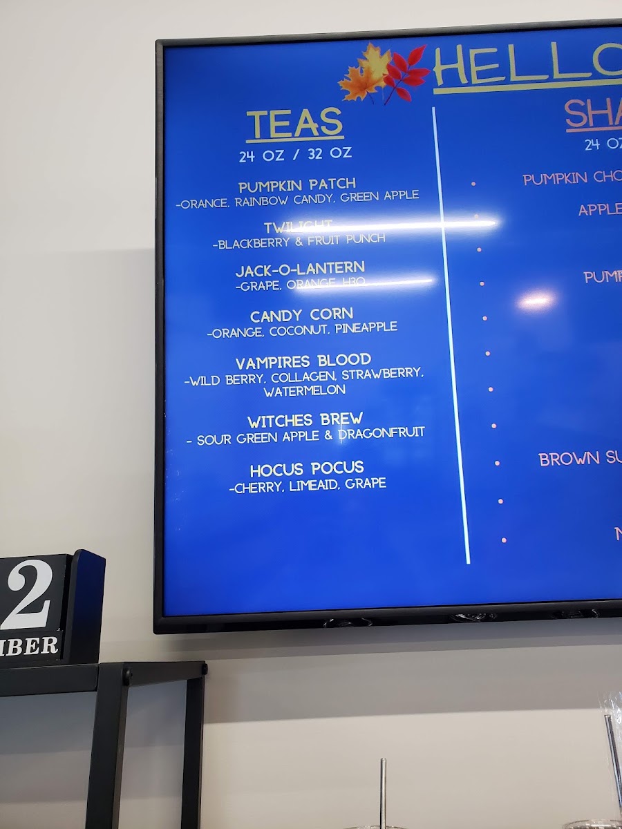 Herbalife Pine State Nutrition menu board