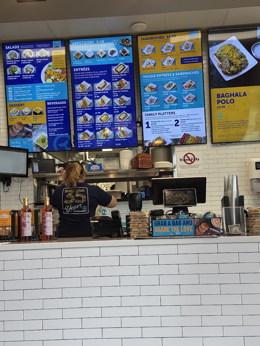 Moby Dick House of Kabob Cabin John menu board