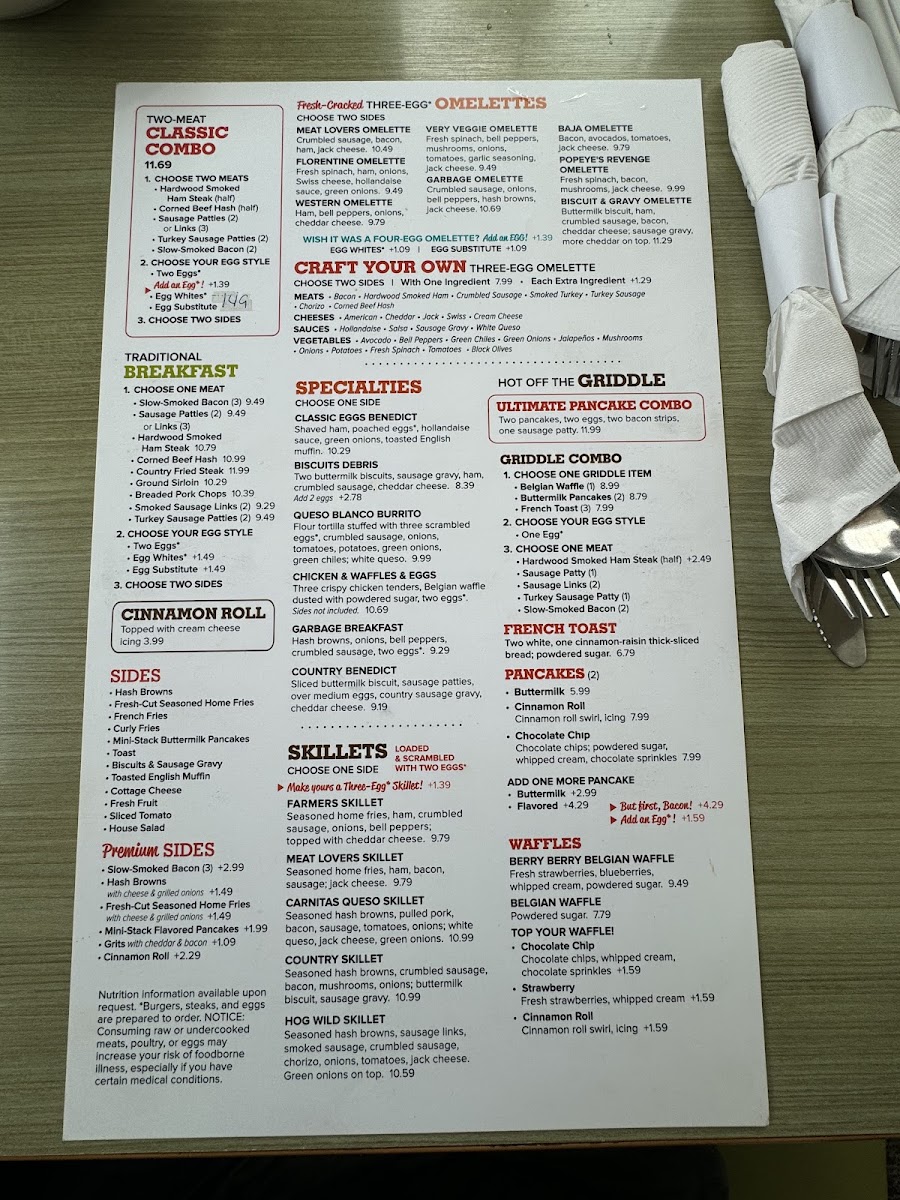 Jimmy's Egg menu board