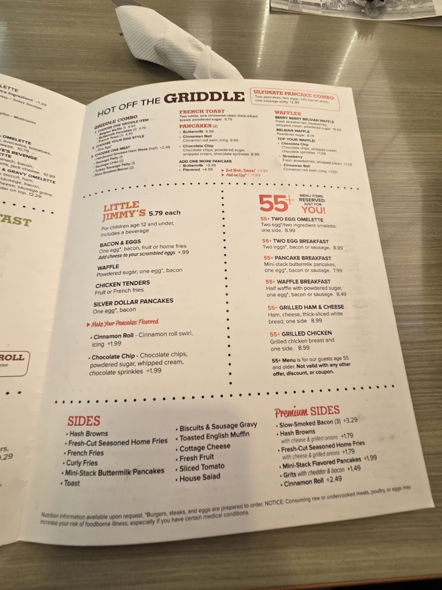 Jimmy's Egg menu board