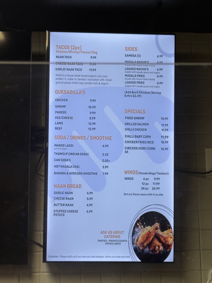 BOWL N' BURRITO menu board