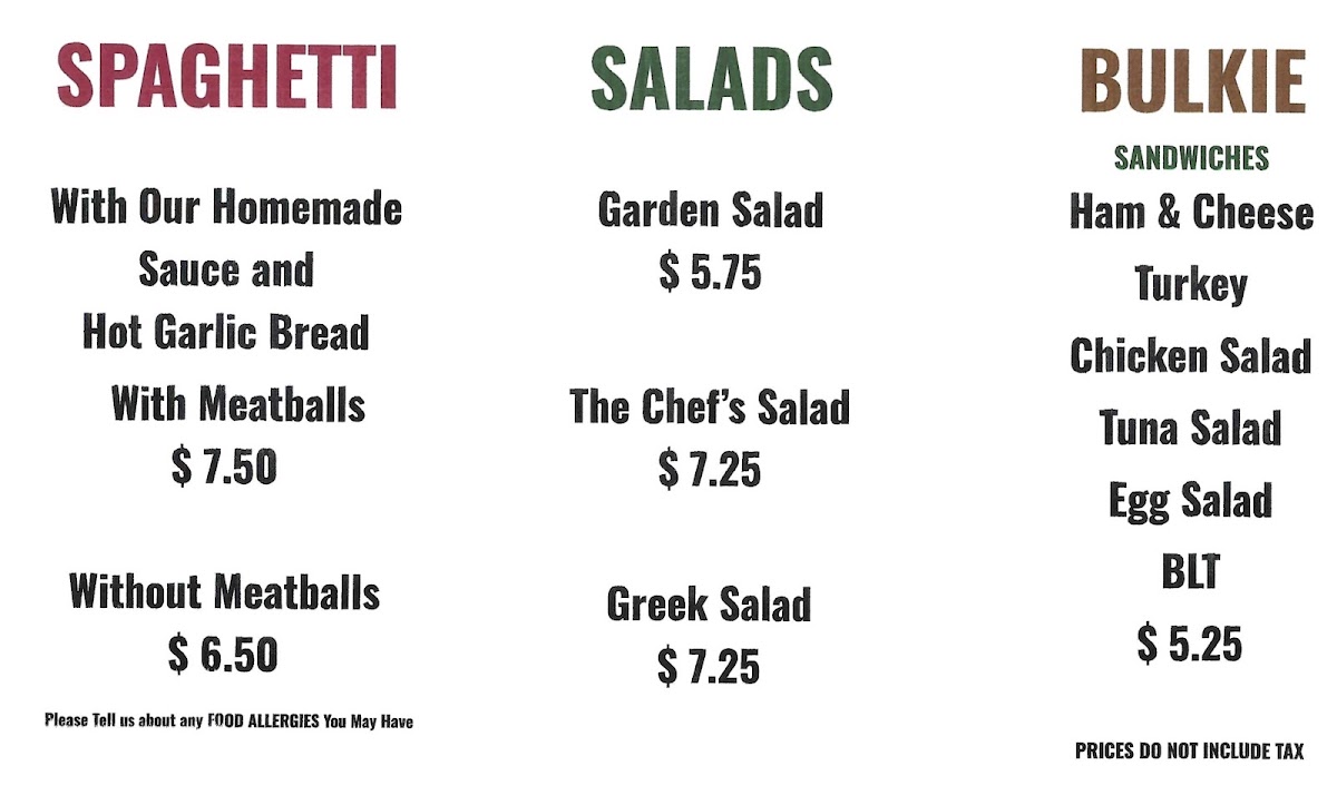 Fire 21 Pizza menu board