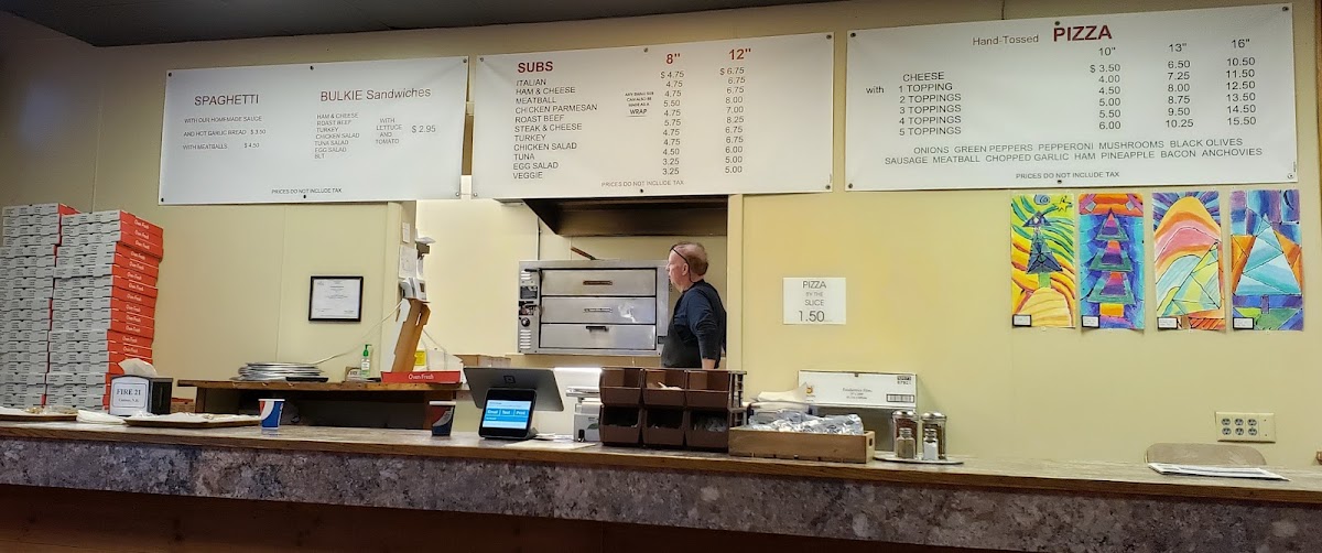Fire 21 Pizza menu board