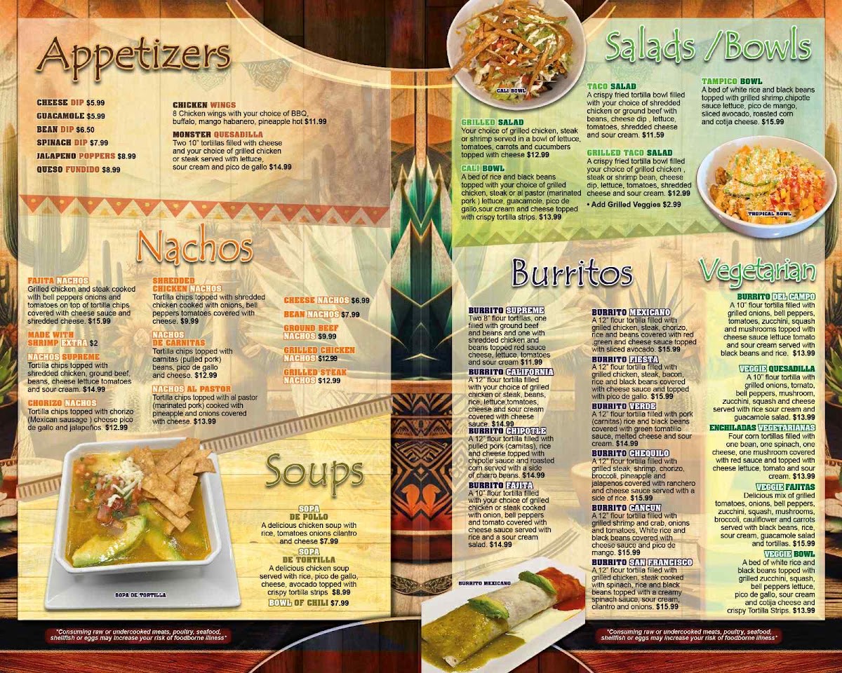 Casamigos Mexican Restaurant menu board