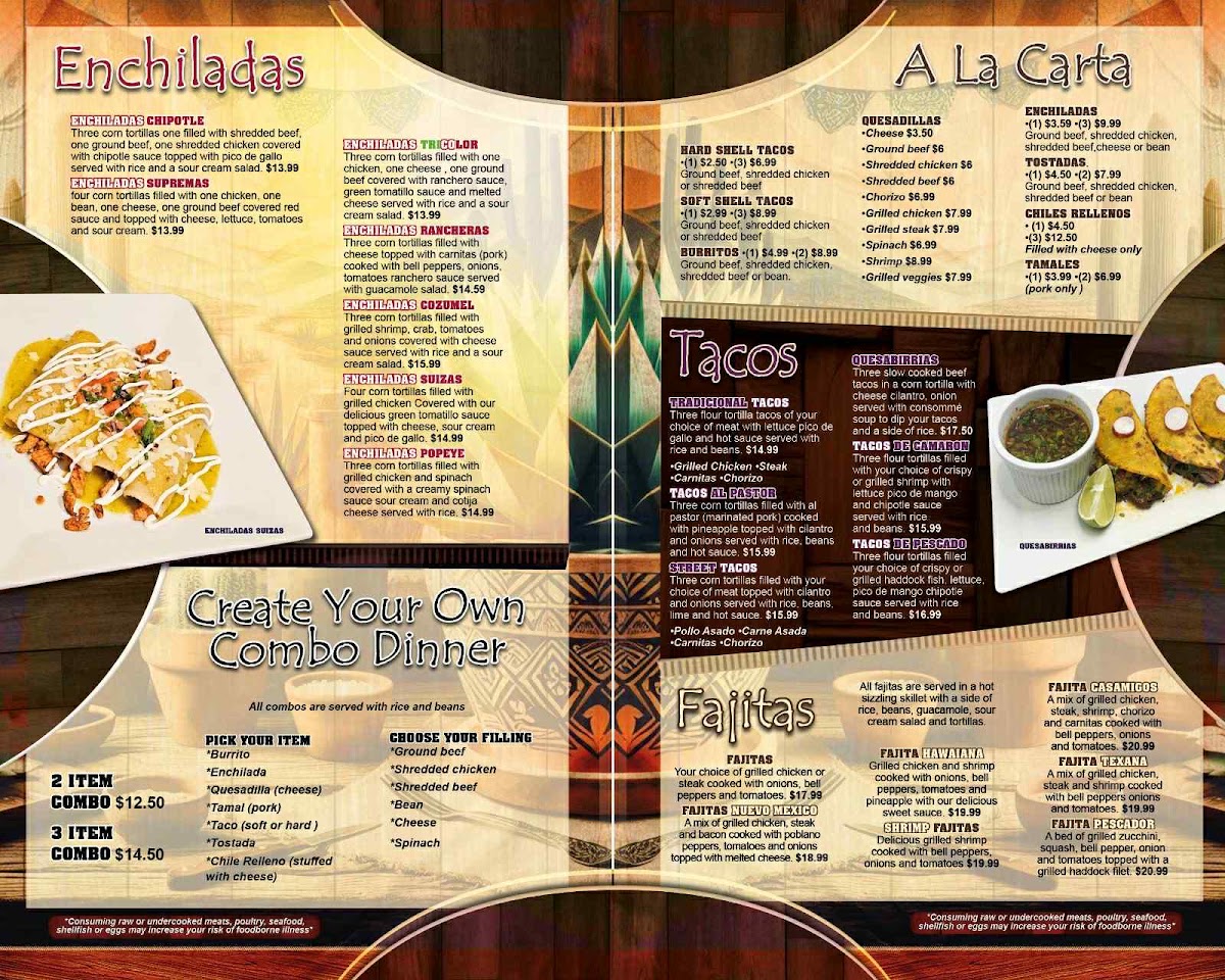 Casamigos Mexican Restaurant menu board