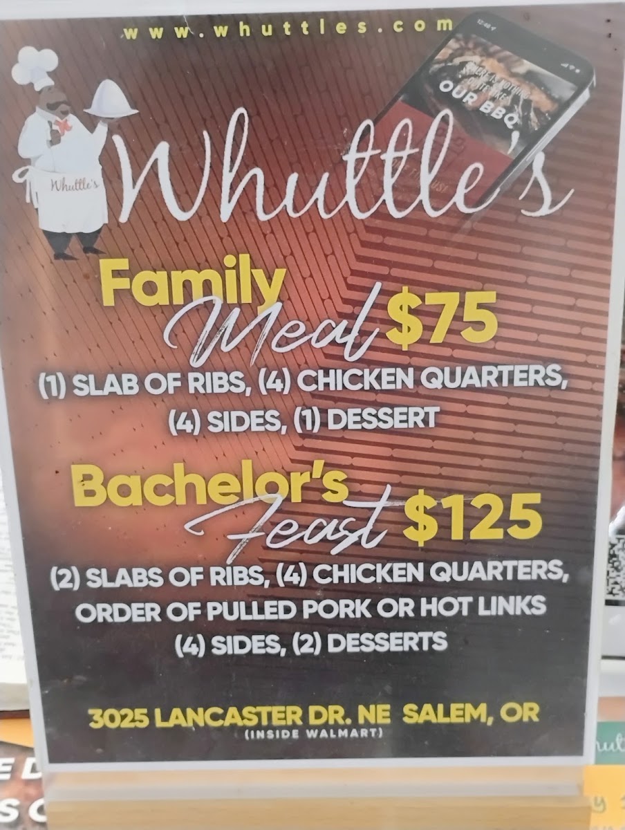 Whuttles BBQ menu board