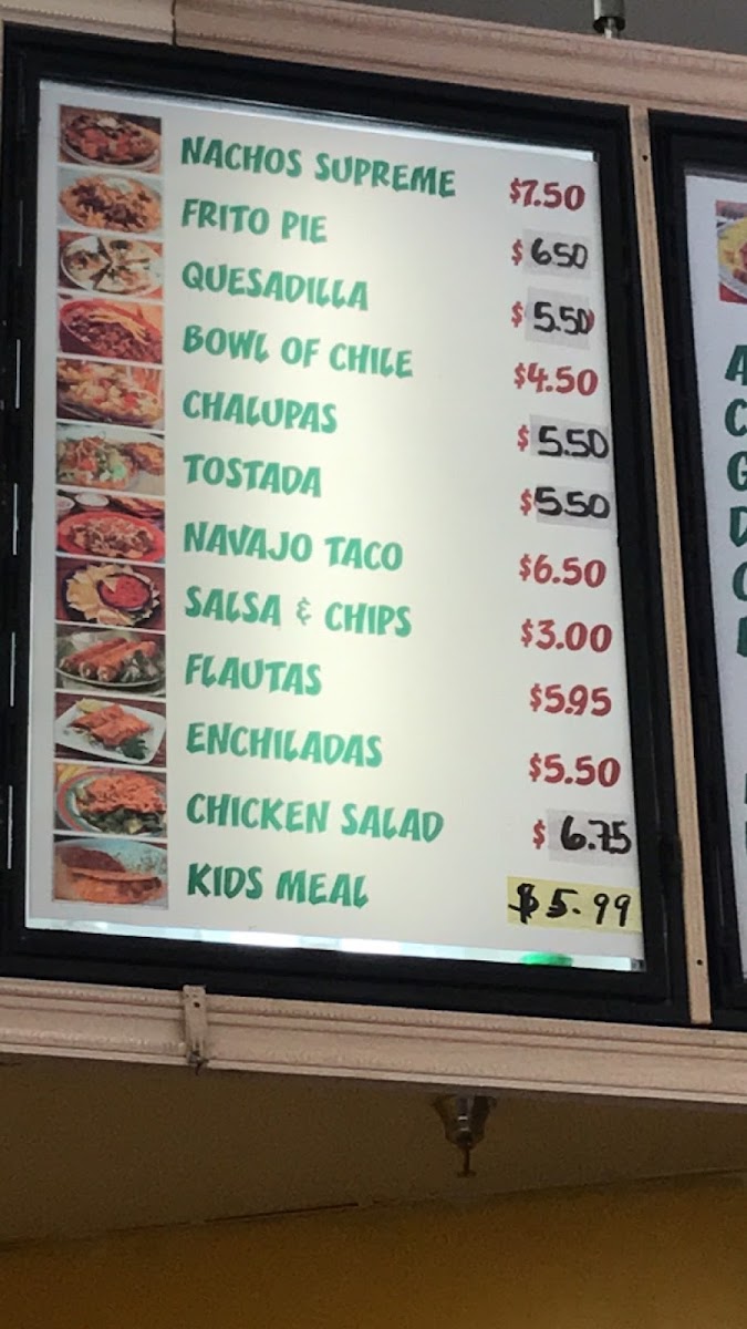 San Martin menu board