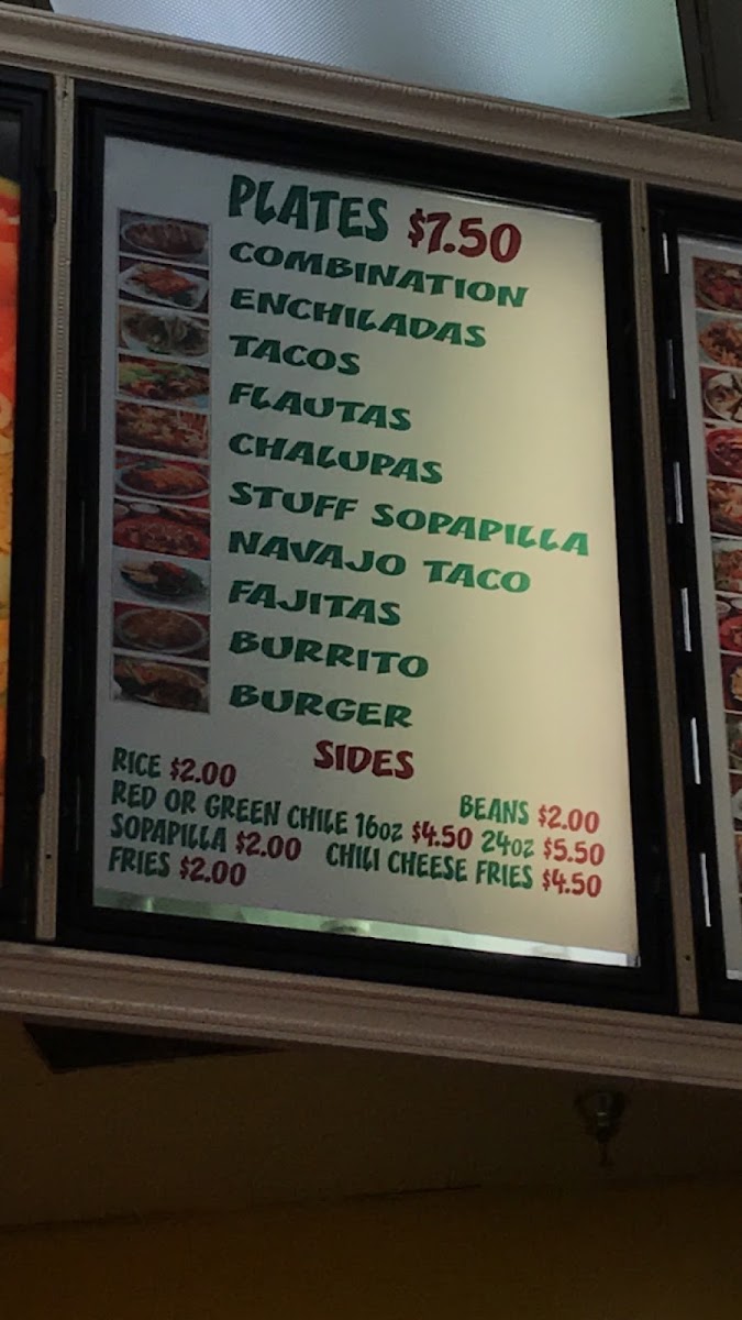 San Martin menu board