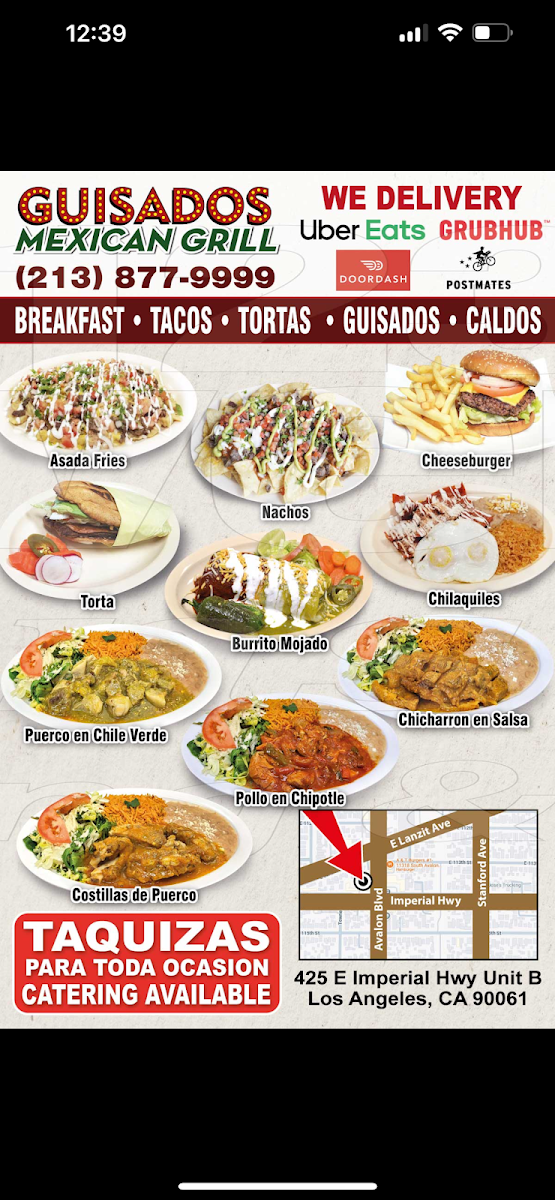 Guisados Mexican Grill menu board
