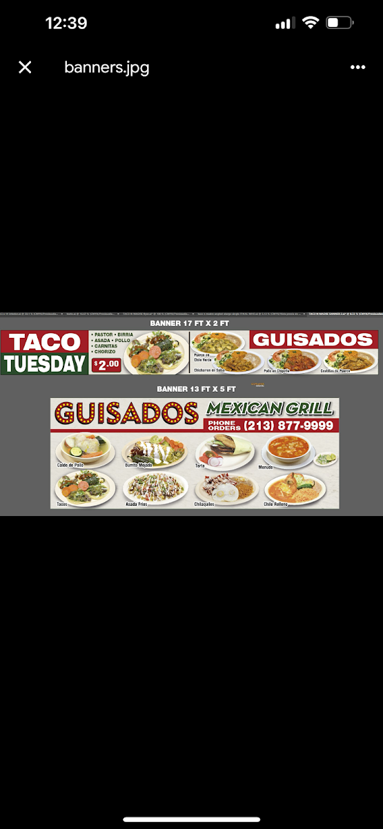 Guisados Mexican Grill menu board