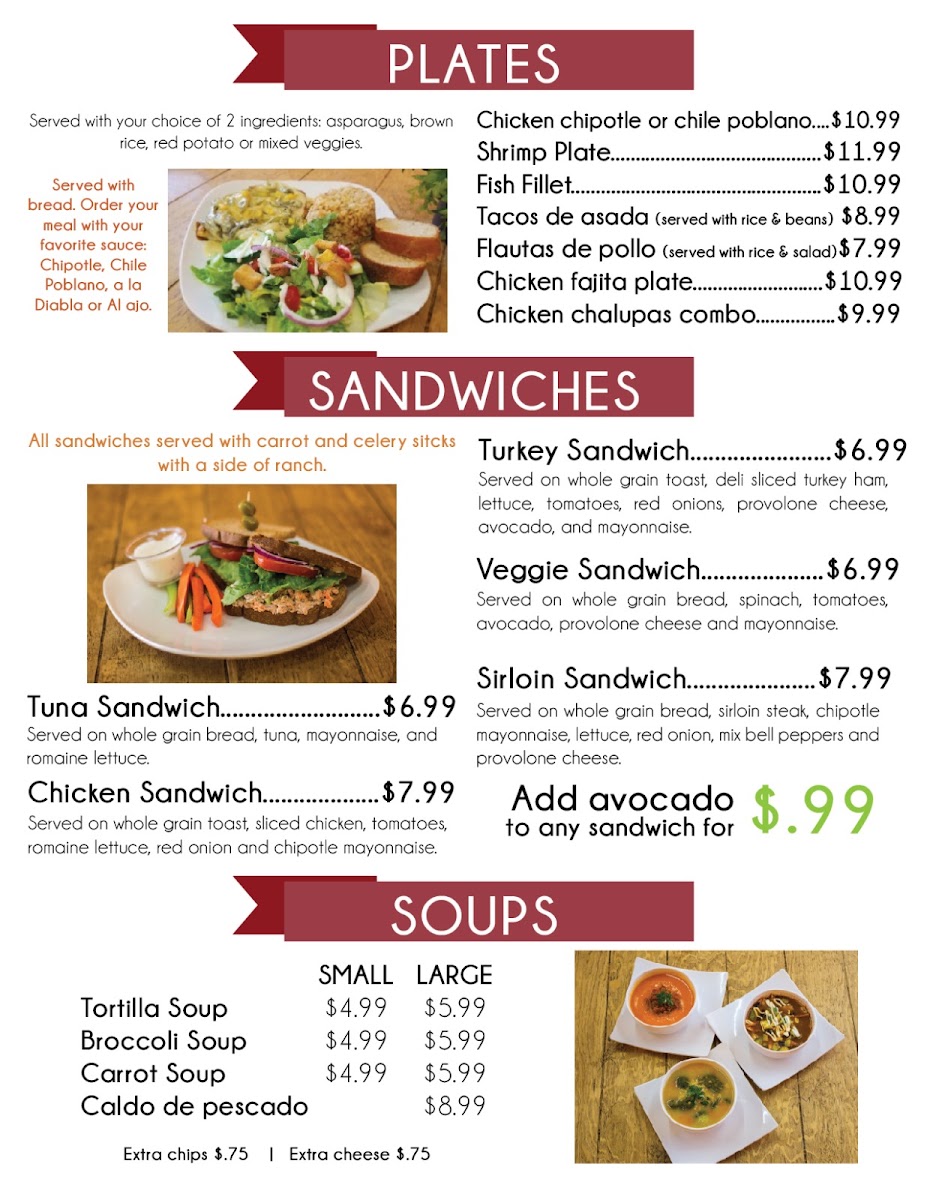 Nutrismoothies & Salads menu board