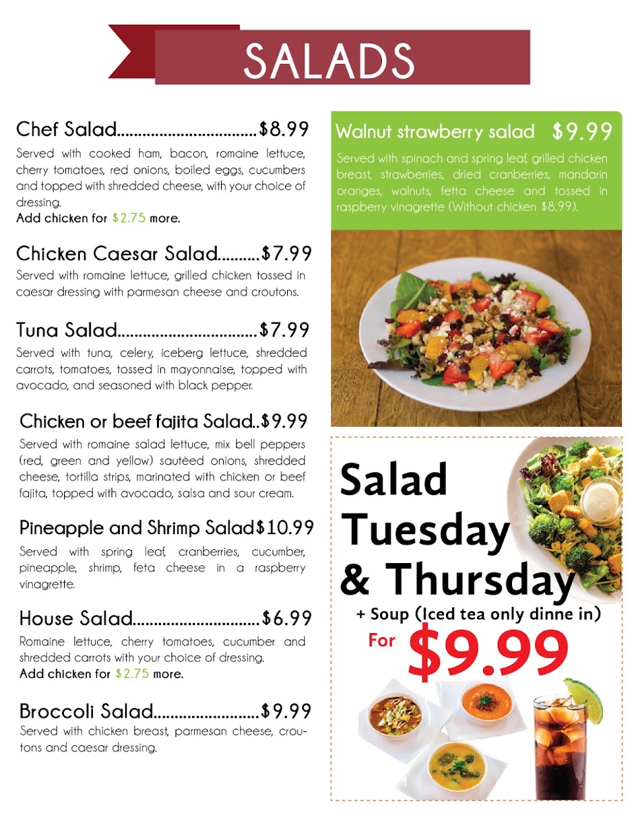 Nutrismoothies & Salads menu board