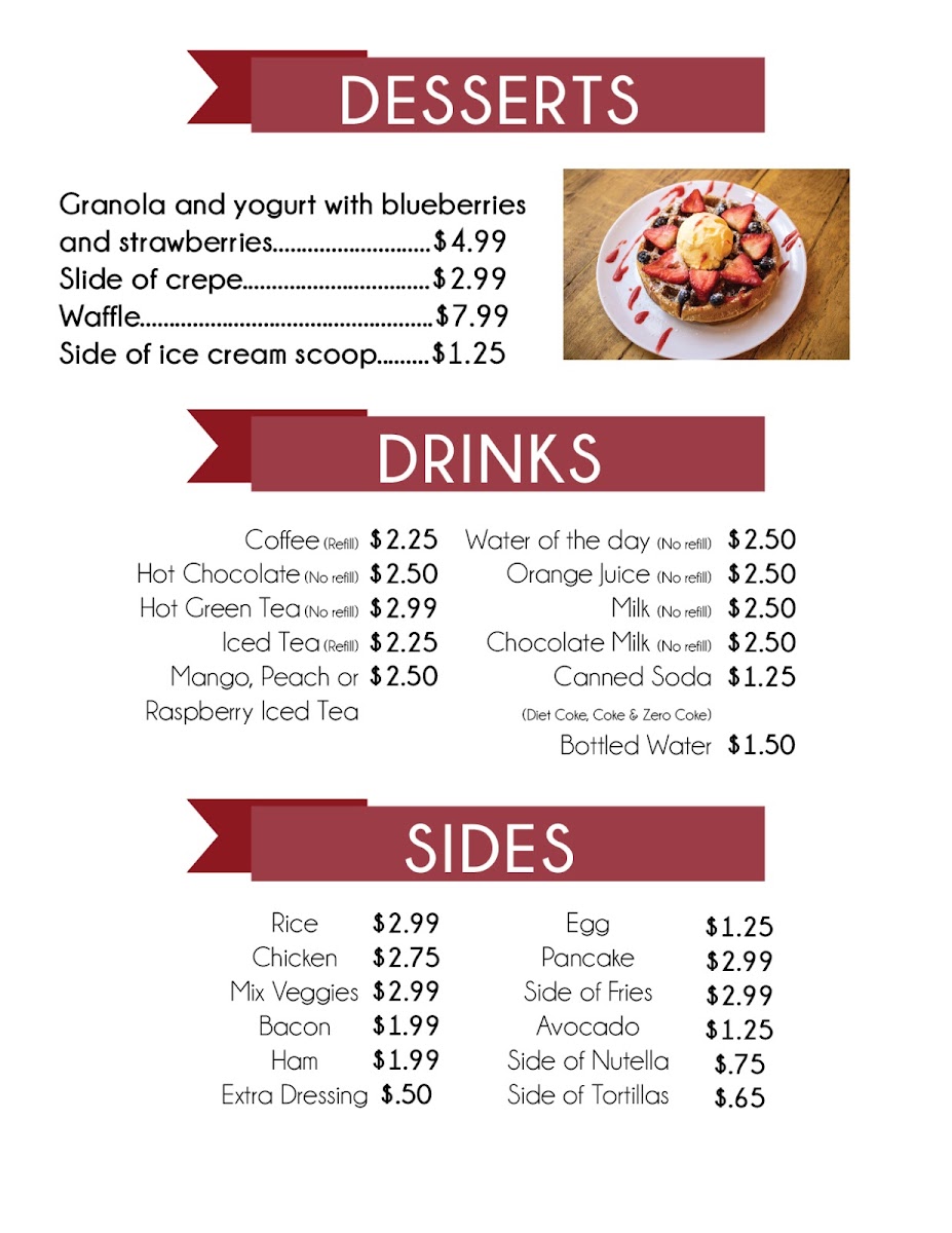 Nutrismoothies & Salads menu board