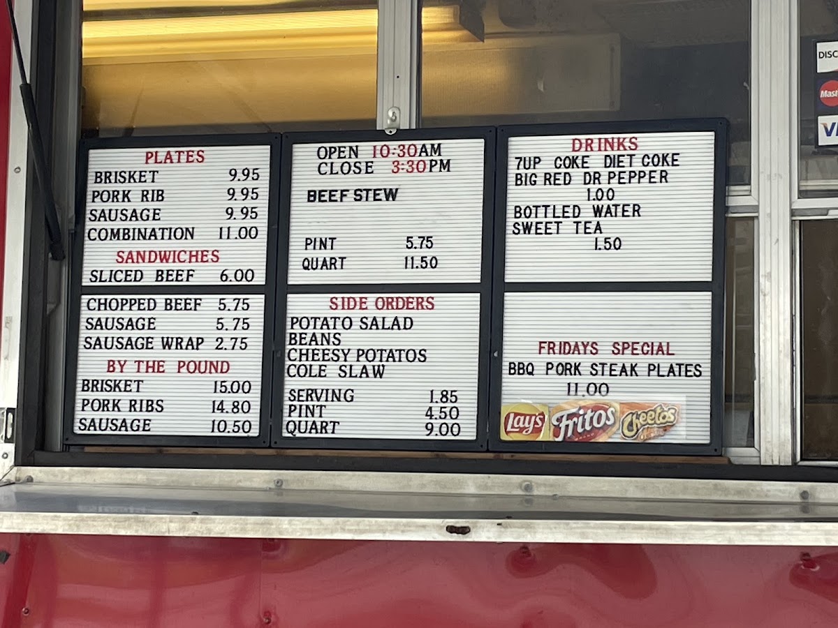 Sonny's Bar-B-Q menu board