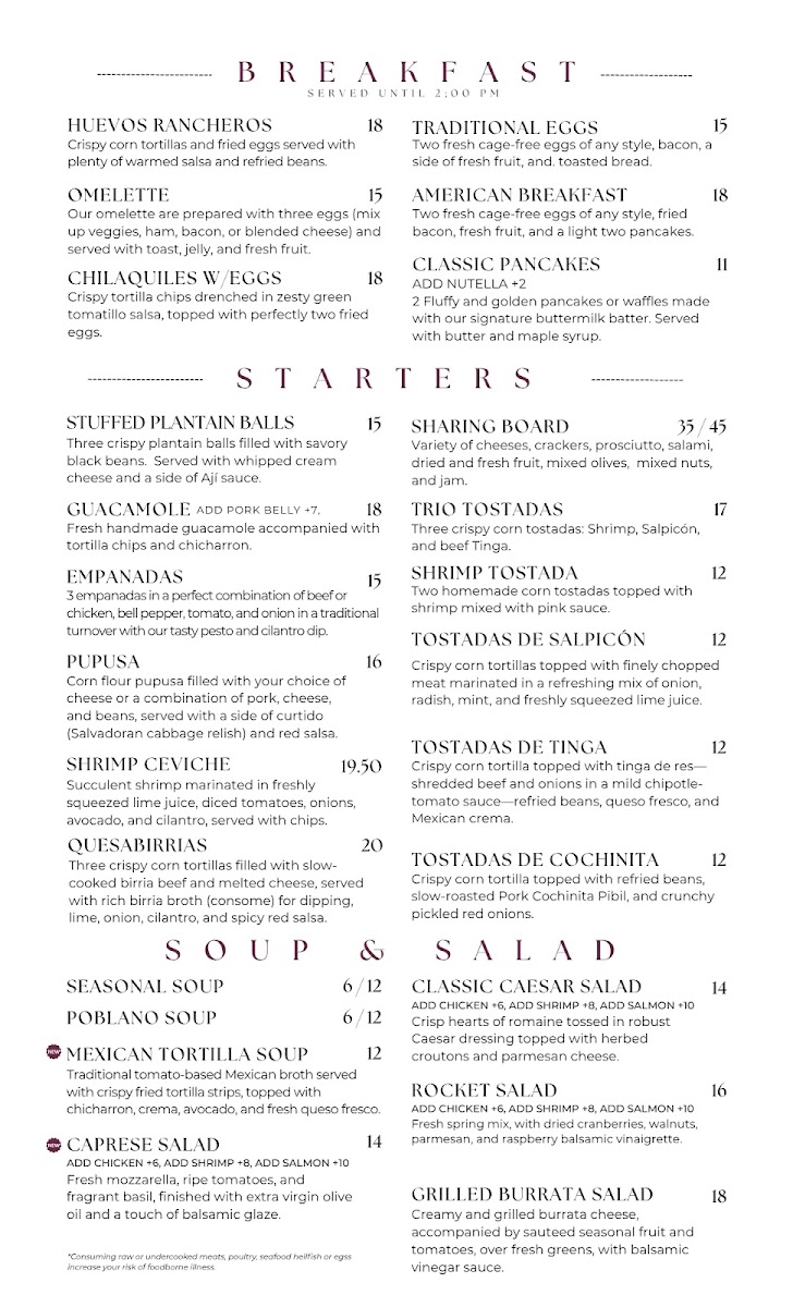 Haras Restaurant menu board