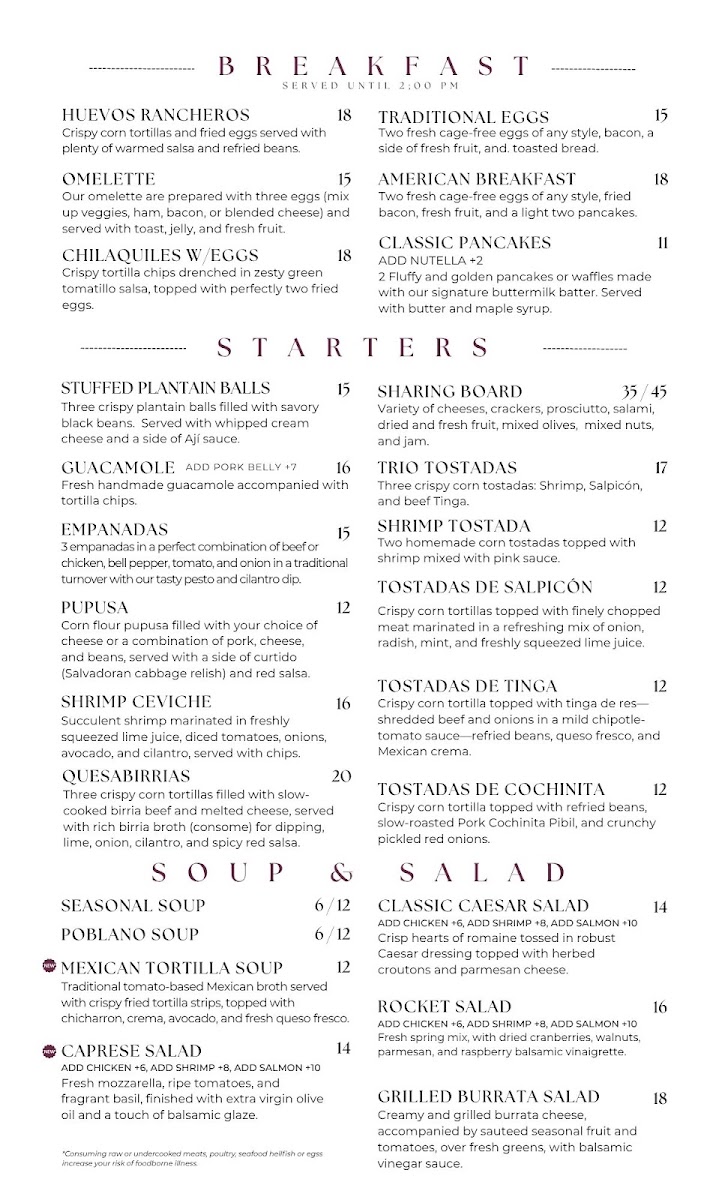 Haras Restaurant menu board