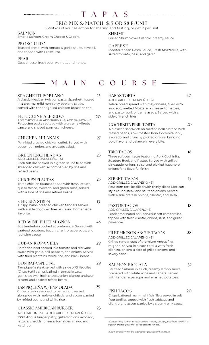 Haras Restaurant menu board