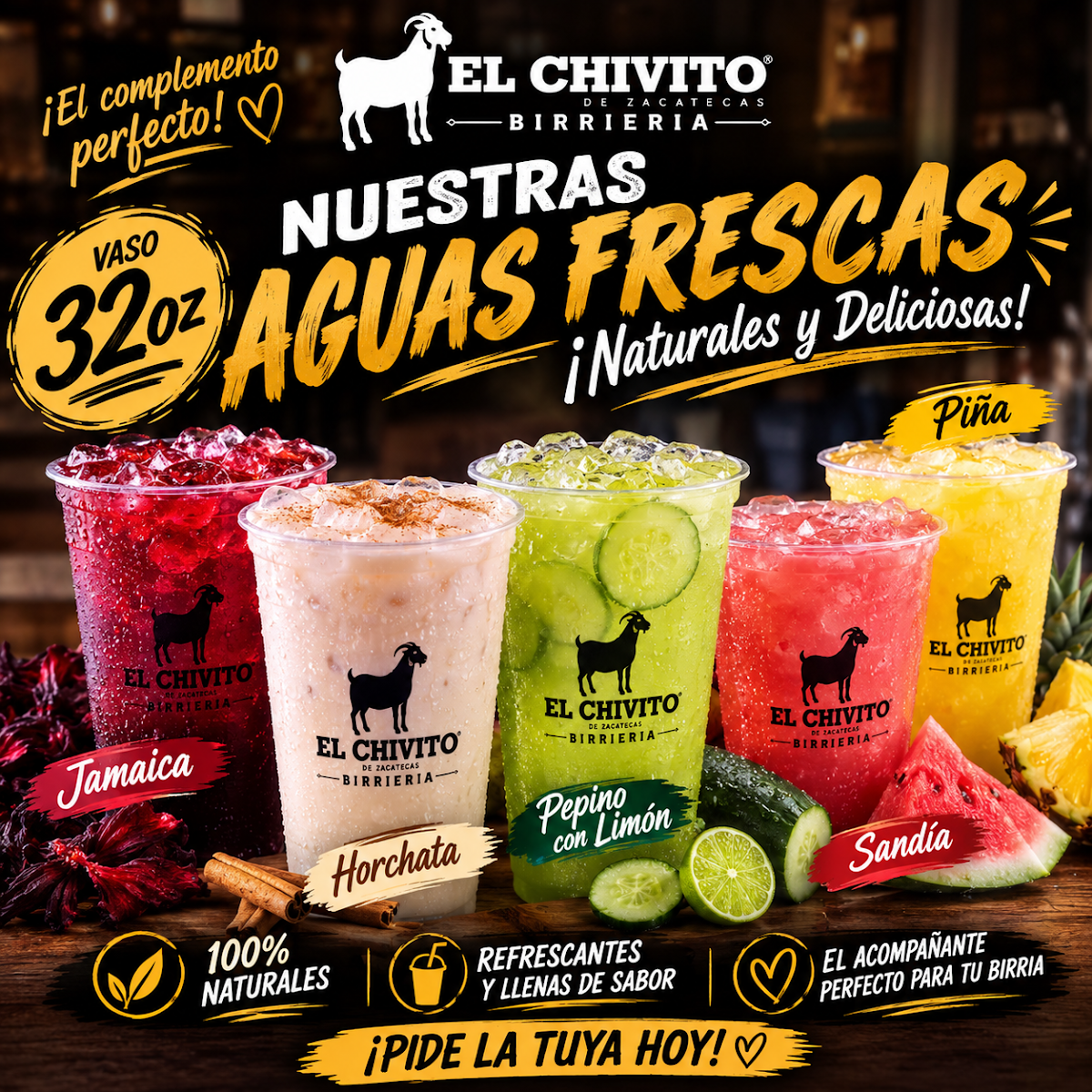 El Chivito Birrieria menu board