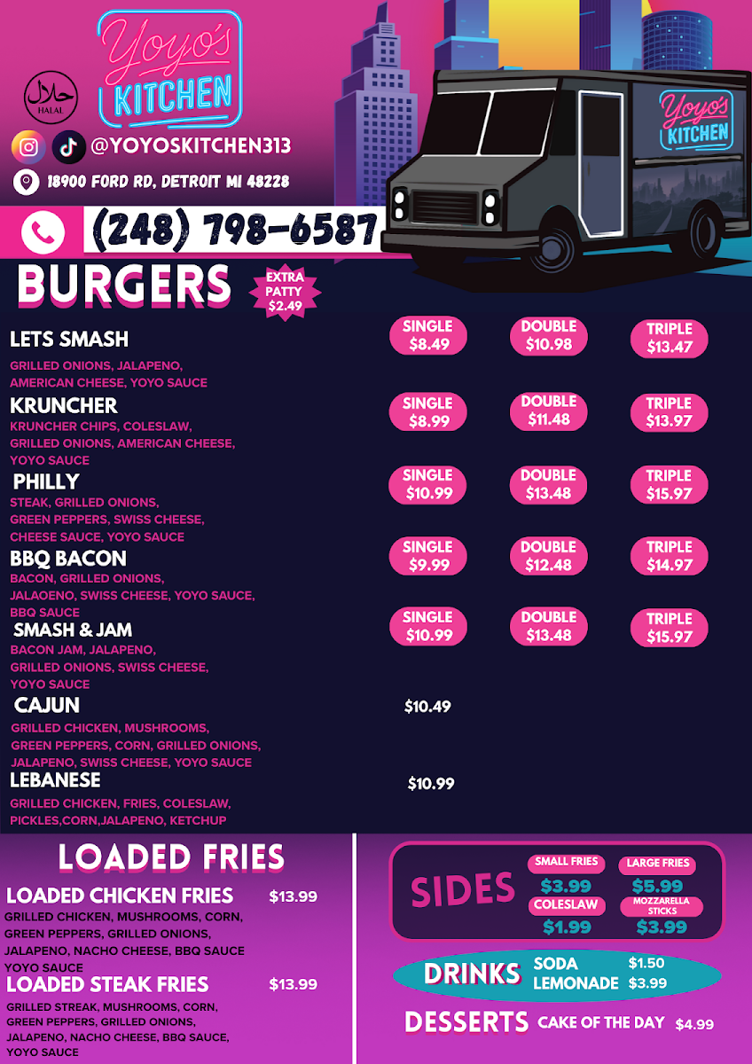 YoYo's Kitchen menu board