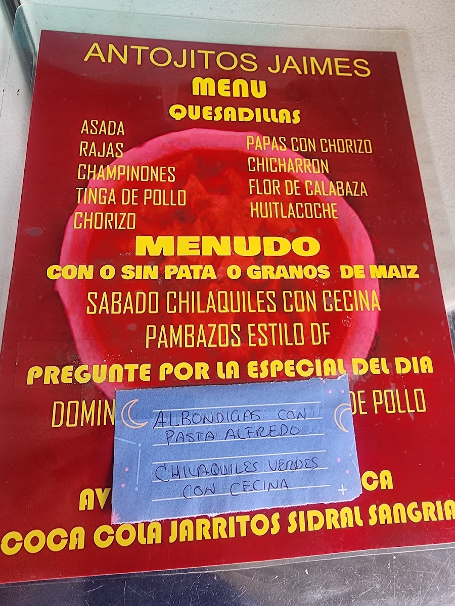 Menudo Y Quesadillas menu board