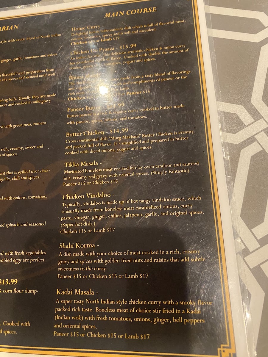 Royal Restaurant | Indian menu board