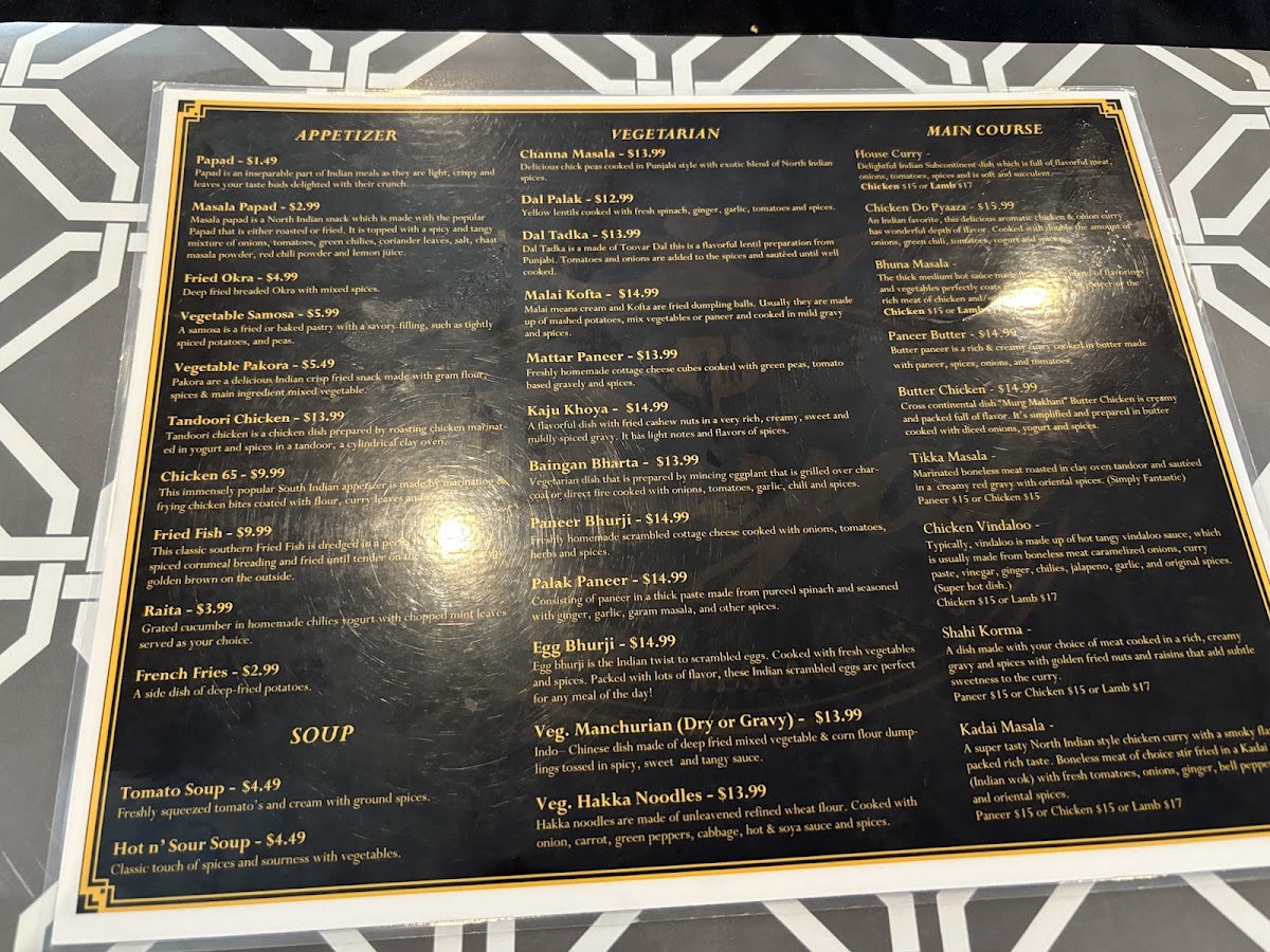 Royal Restaurant | Indian menu board
