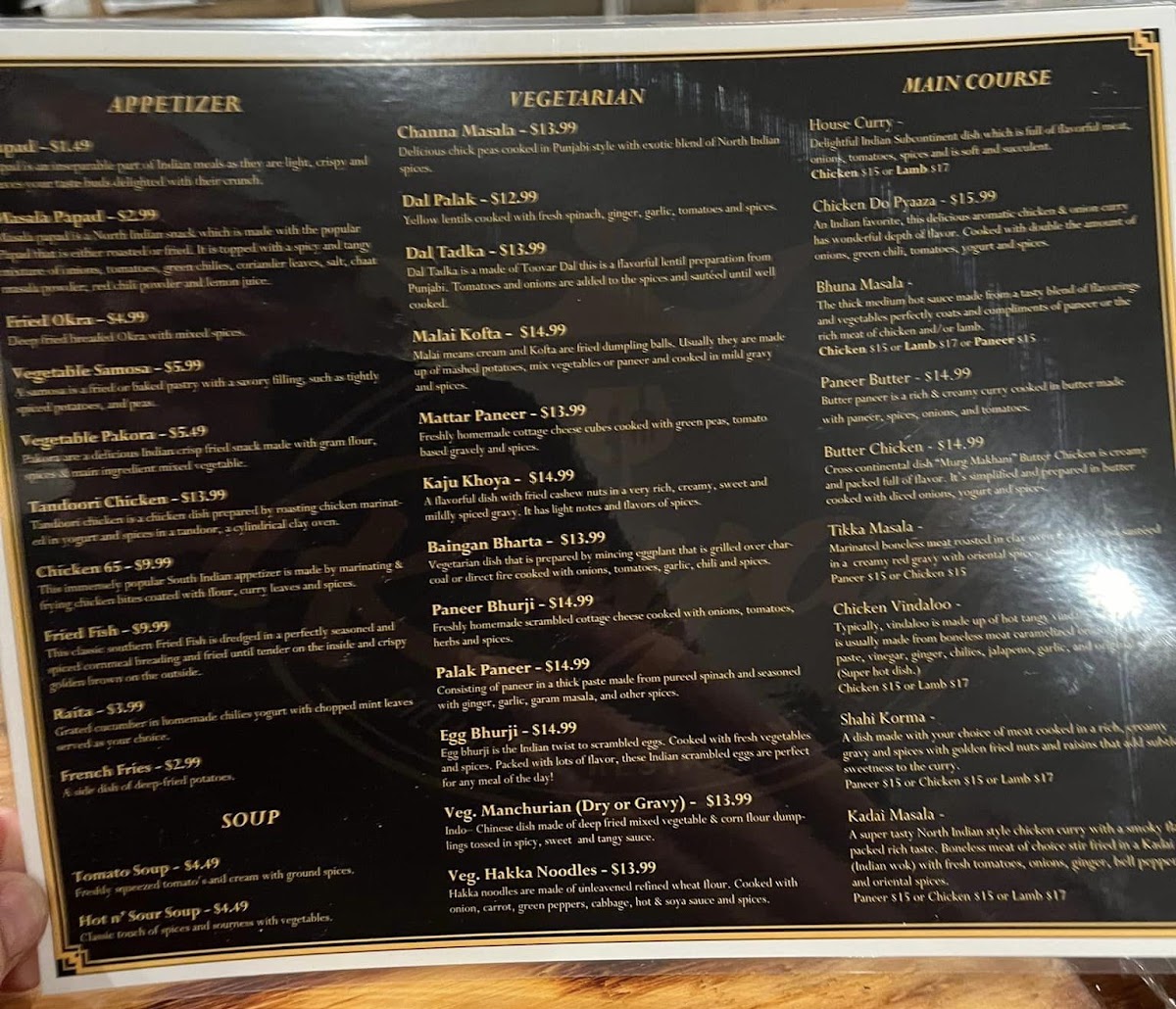 Royal Restaurant | Indian menu board