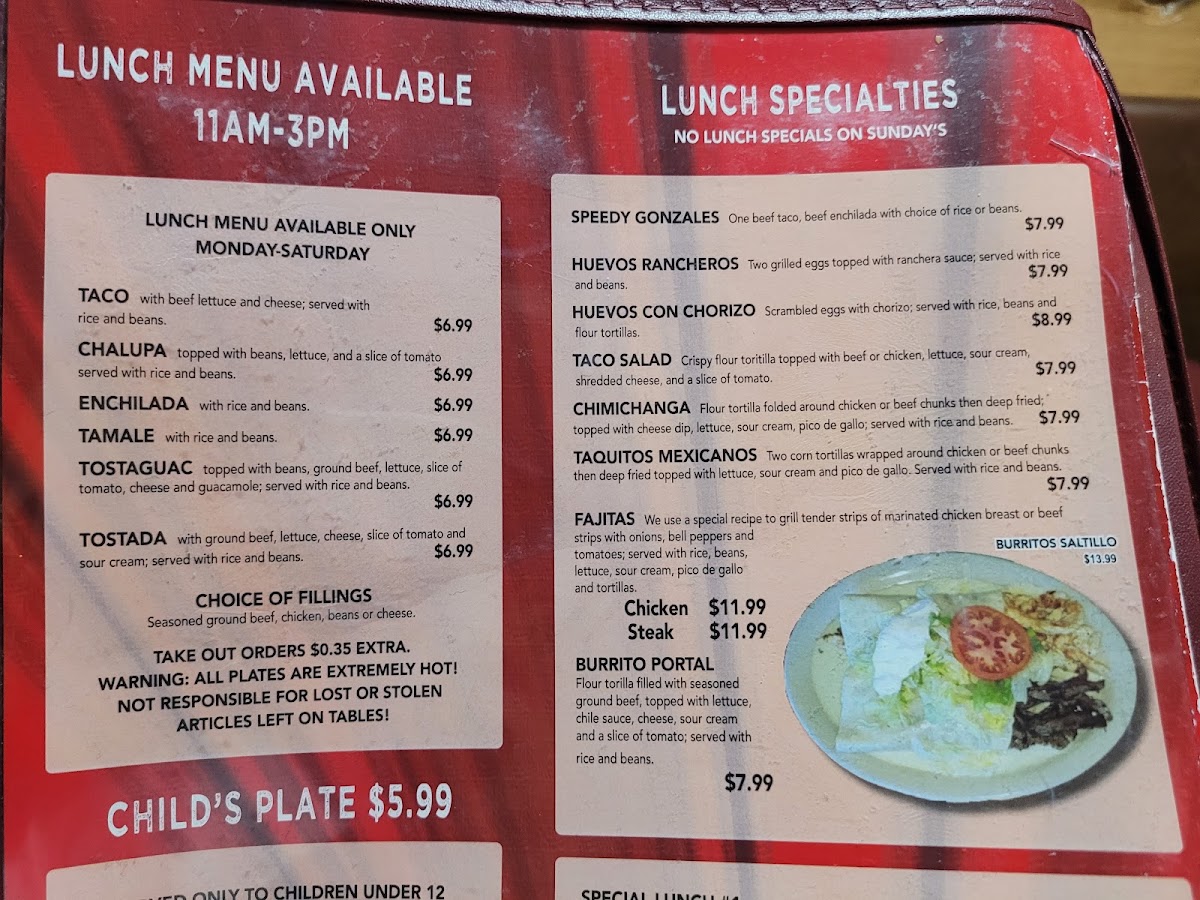 El Portal #2 menu board
