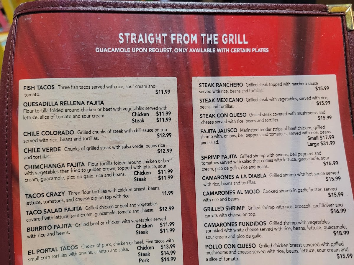 El Portal #2 menu board