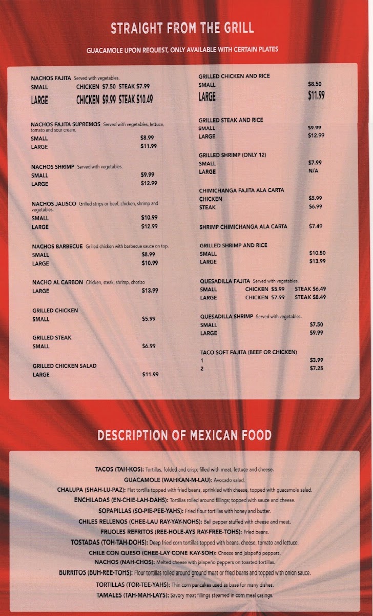 El Portal #2 menu board