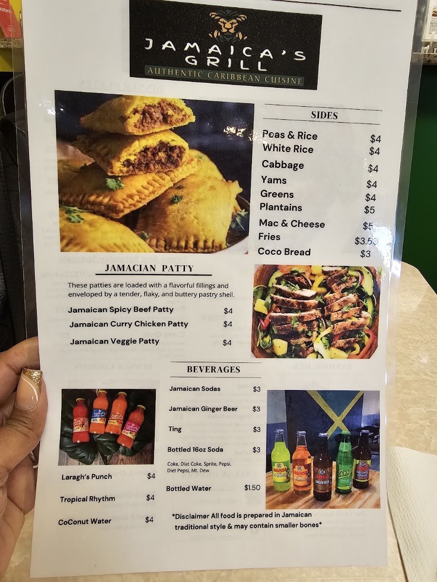 Jamaica's Grill menu board