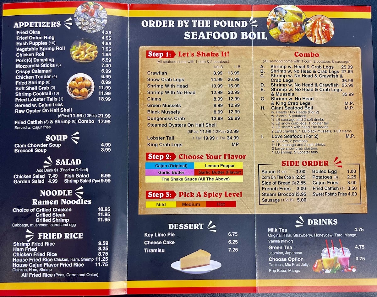 Tasty Crab menu board