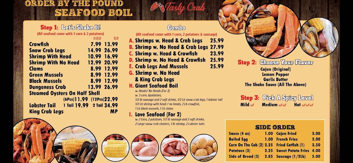 Tasty Crab menu board