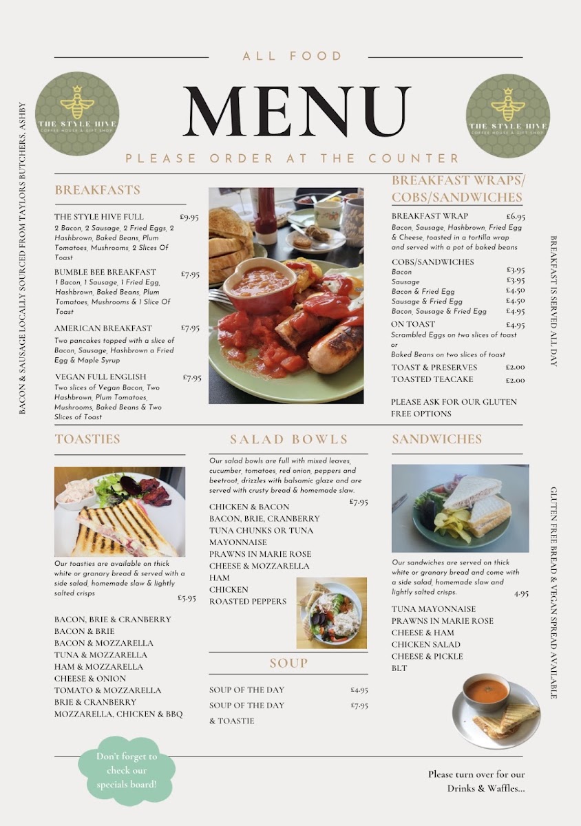 The Style Hive menu board