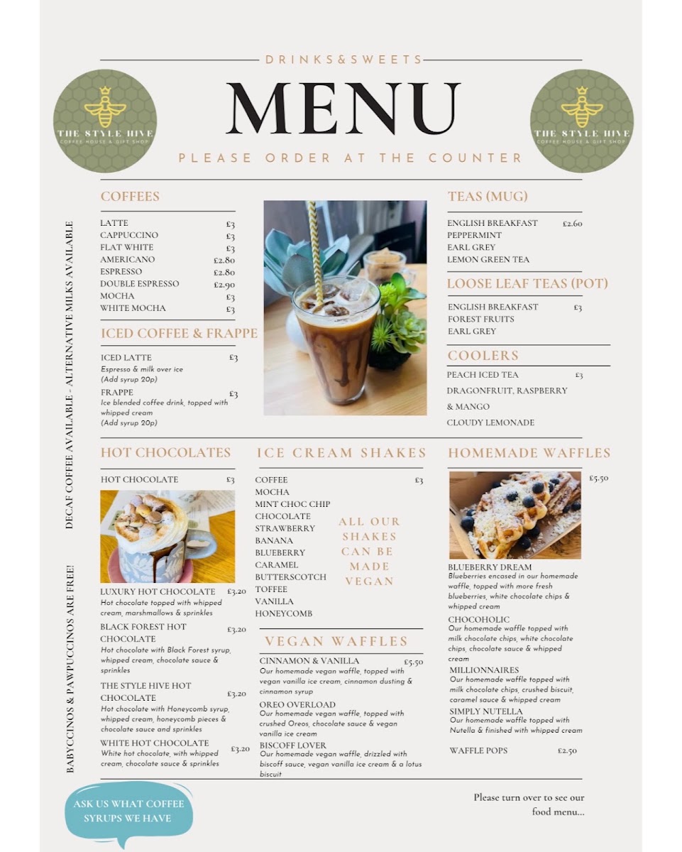 The Style Hive menu board