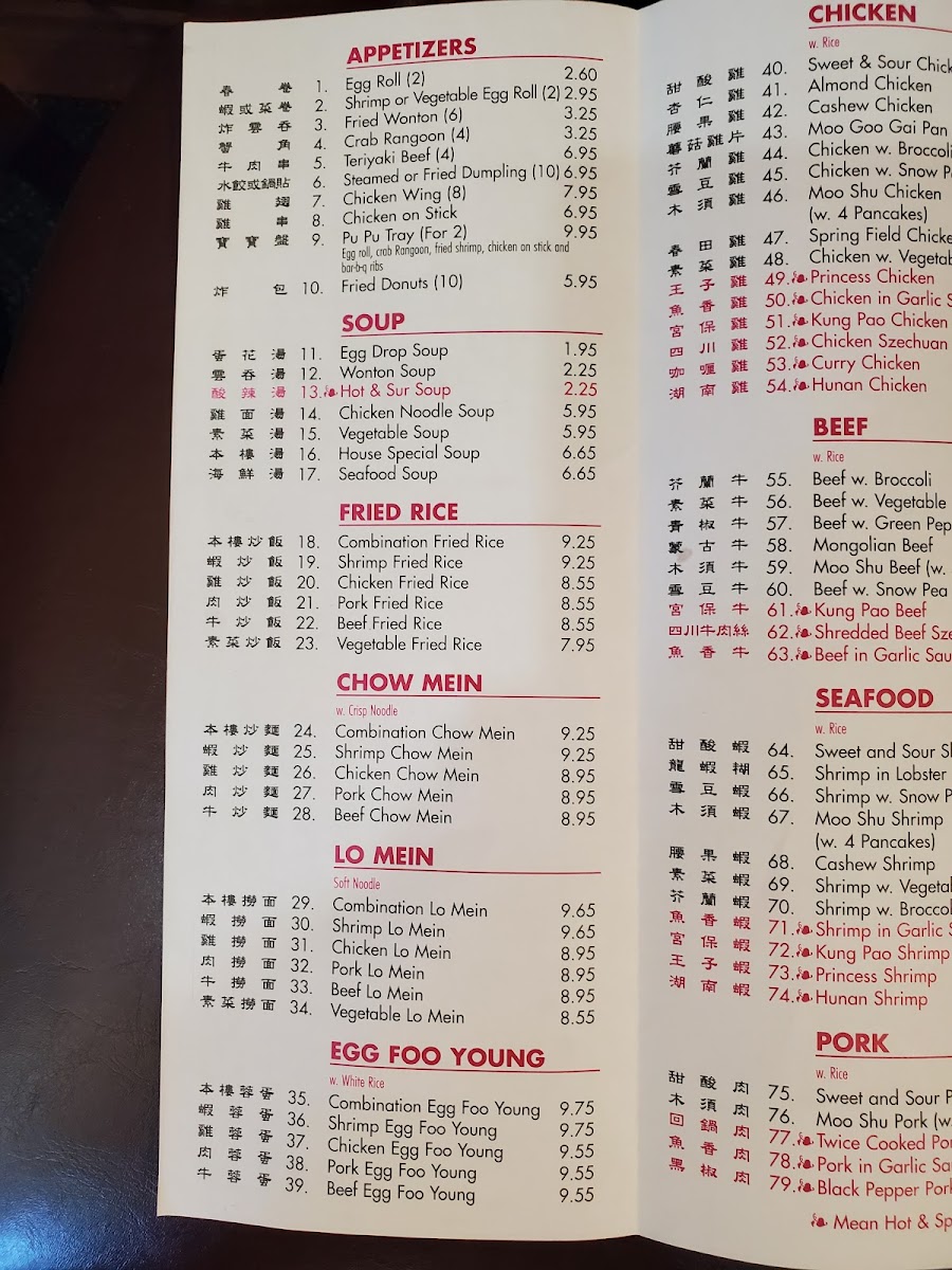CHINA BUFFET menu board