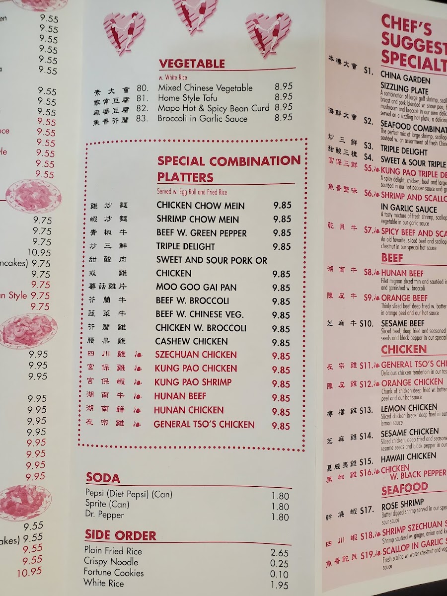 CHINA BUFFET menu board