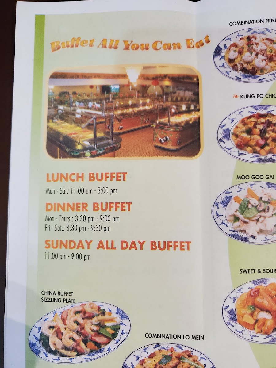 CHINA BUFFET menu board