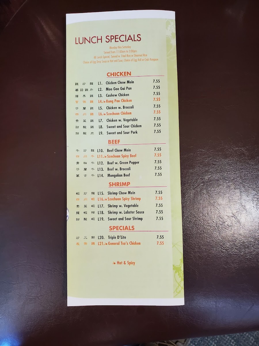 CHINA BUFFET menu board