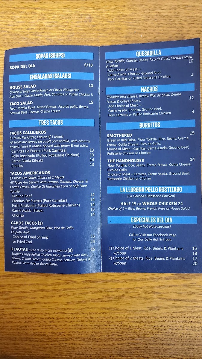 Mi Ranchito Express menu board