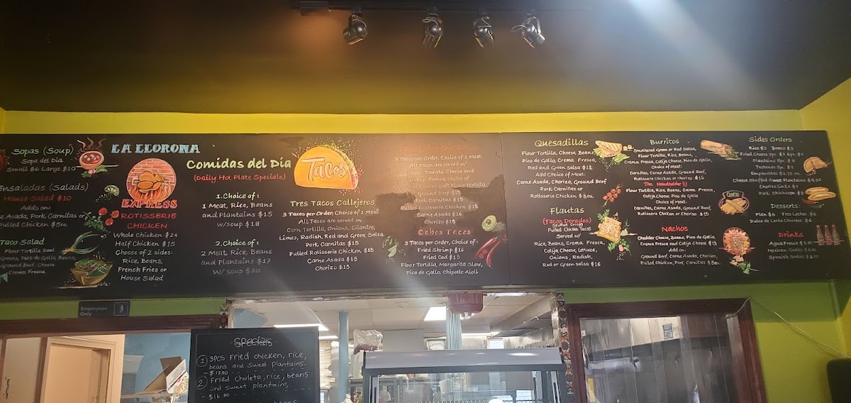 Mi Ranchito Express menu board