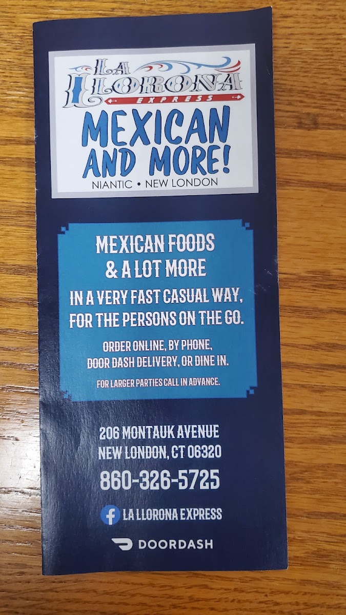 Mi Ranchito Express menu board